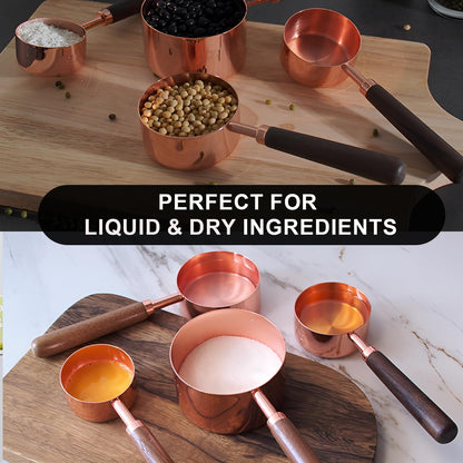 Measuring Cups and Spoons Set with Wood Handles 8PCS