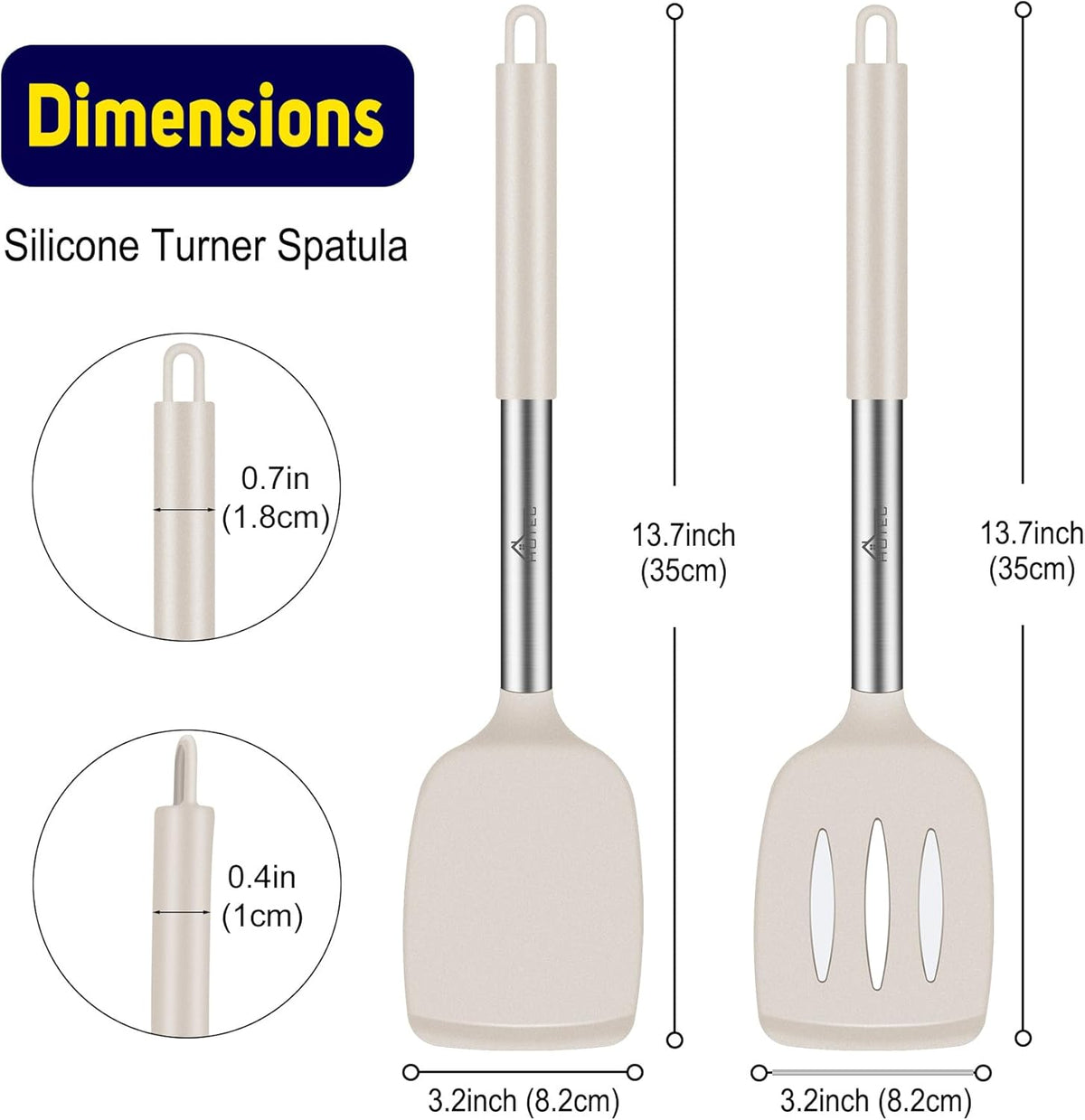 Silicone Spatula Set of 2 Heat-Resistant 600°F & BPA-Free Kitchen SaptulaTurner with Stainless Steel Handles, Slotted & Solid Spatulas for Nonstick Cookware, 13.7 Inch, Classic Blue