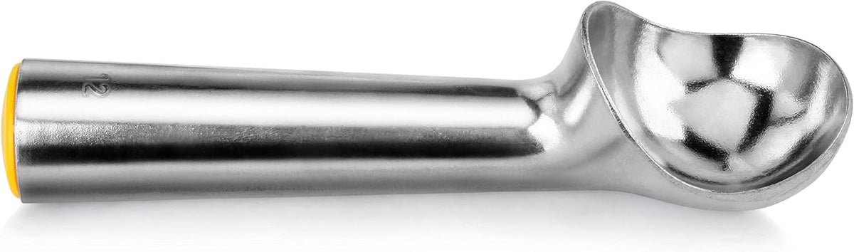 Commercial Ice Cream Dipper Scoop, Size 12, 3 oz Aluminum Ice Cream Scoop with Yellow Handle, Hand Wash Only