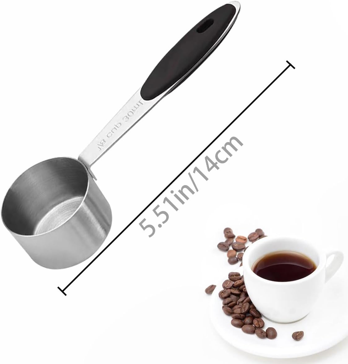 2 PCS 1/8 Cup Stainless Steel Measuring Scoops Coffee Measuring Scoop 30ML Small Coffee Scoop Measuring Cup with Black Silicone Handle Large Capacity And Comfortable Hand Feeling Tablespoon