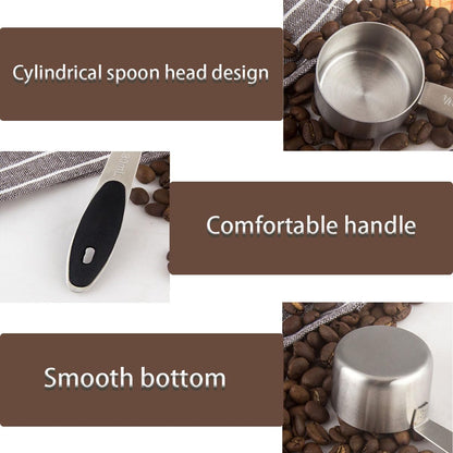 2 PCS 1/8 Cup Stainless Steel Measuring Scoops Coffee Measuring Scoop 30ML Small Coffee Scoop Measuring Cup with Black Silicone Handle Large Capacity And Comfortable Hand Feeling Tablespoon