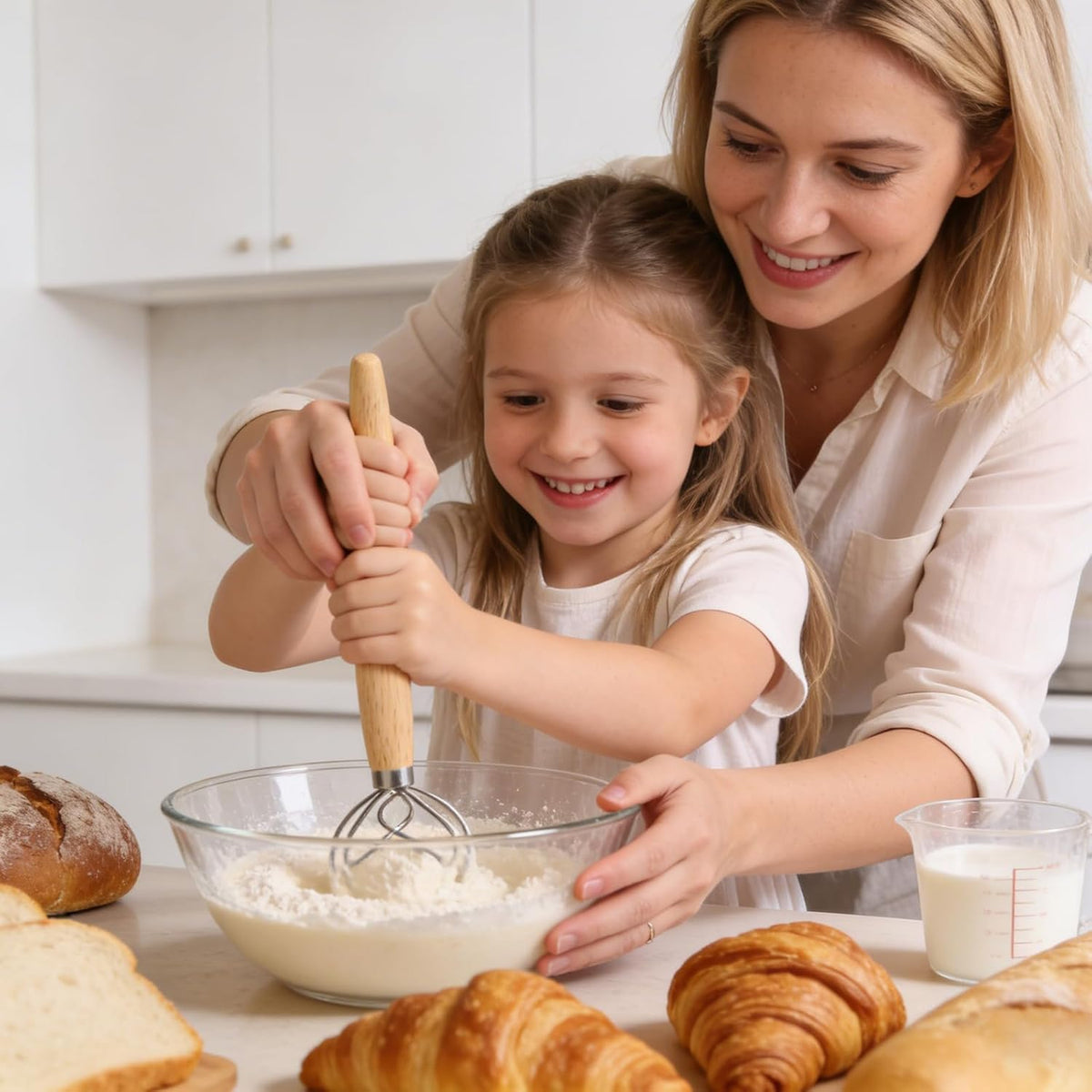 13 Inch Danish Dough Whisk, Stainless Steel Dough Whisk with Long Handle