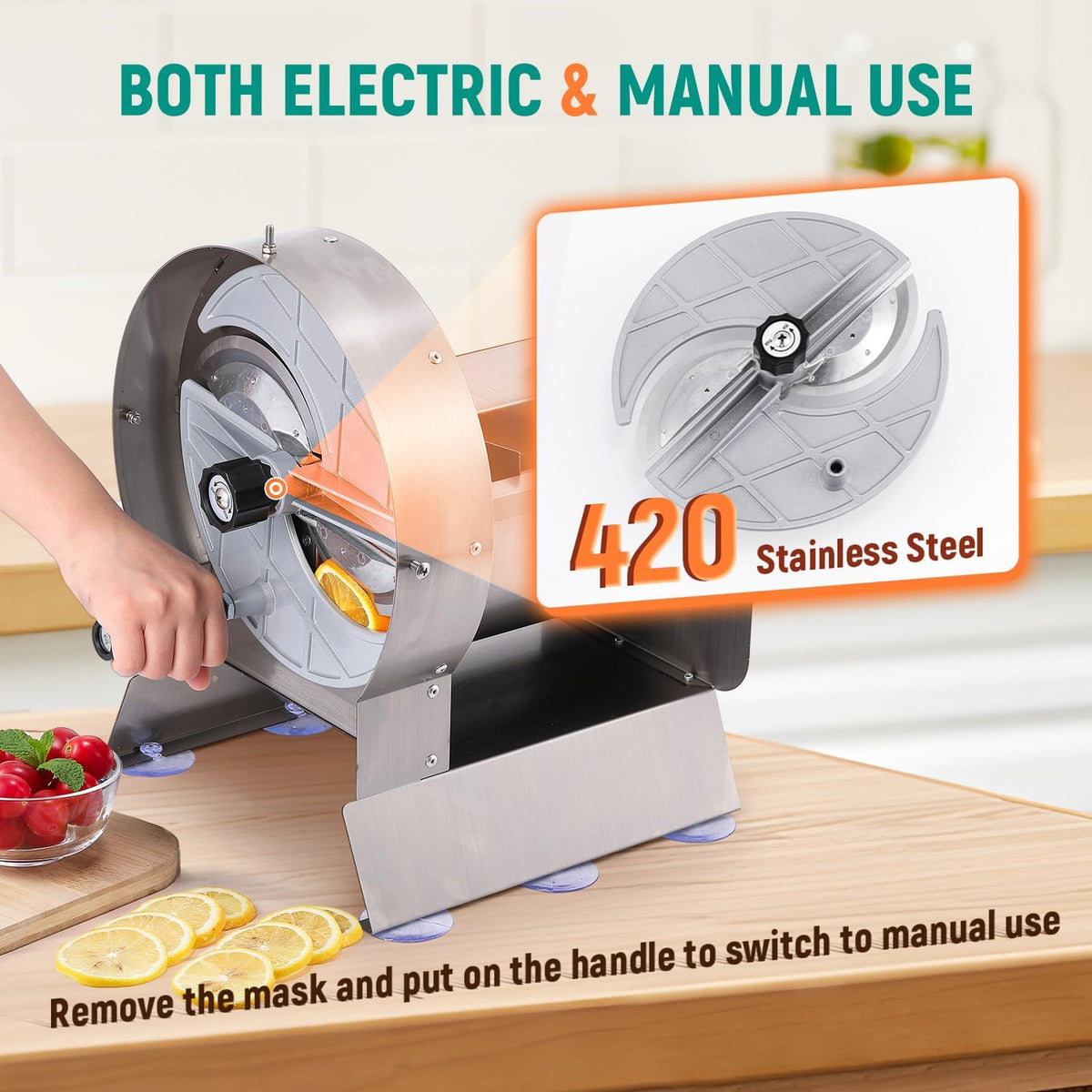 Electric Vegetable Slicer, Commercial Fruit Slicing Machine 0-0.5''