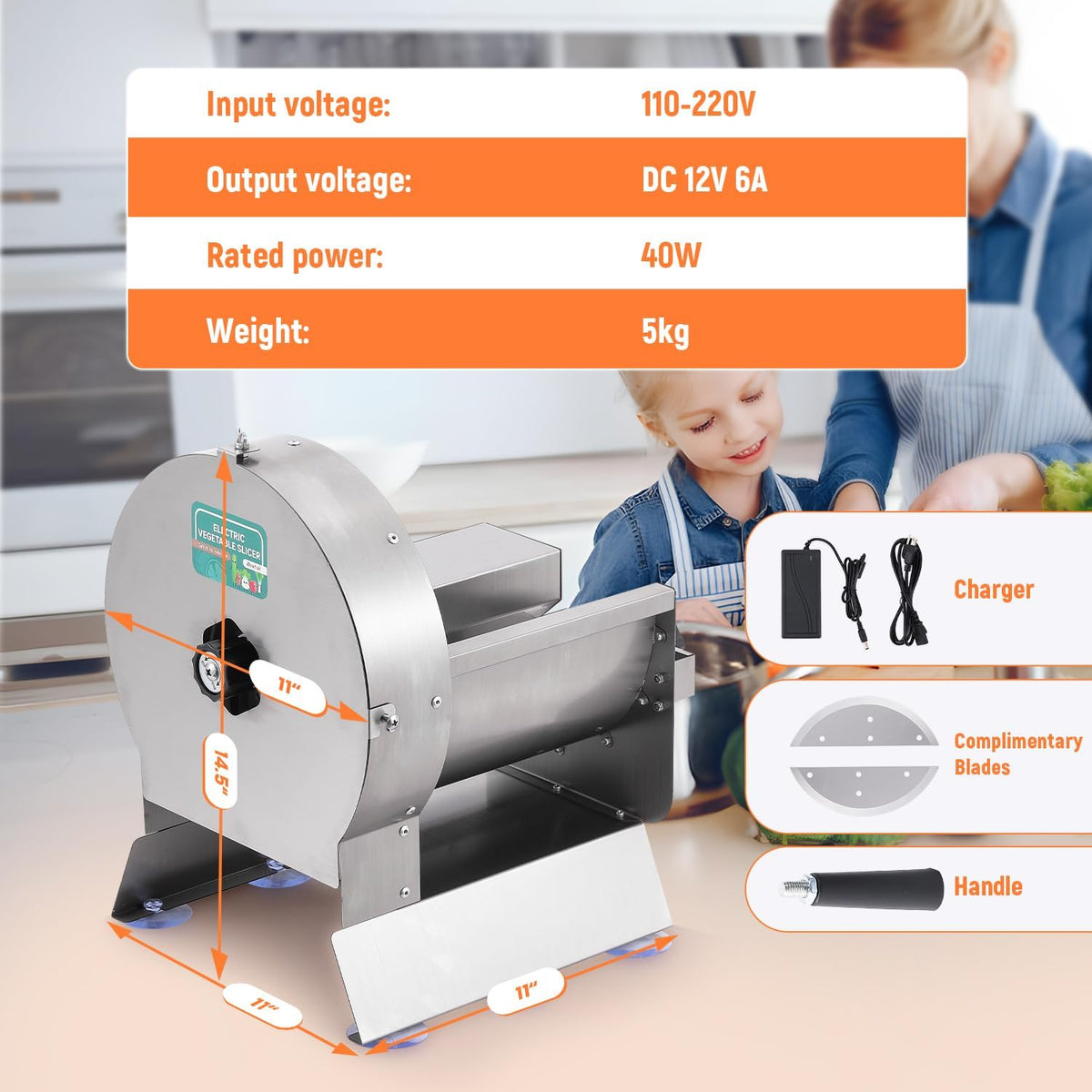 Electric Vegetable Slicer, Commercial Fruit Slicing Machine 0-0.5''