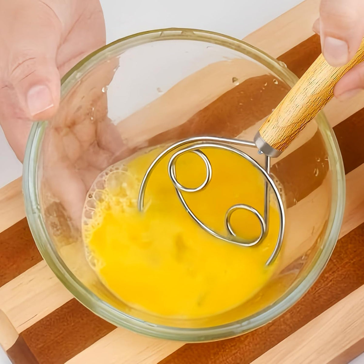 2Pack Danish Dough Whisk - Dough Whisk/Bread Whisk Sourdough Bread Baking Supplies for Cake Bread Pizza Pastry Biscuits, Wooden Hand Stainless Steel Ring Sourdough Baking Dough Mixer