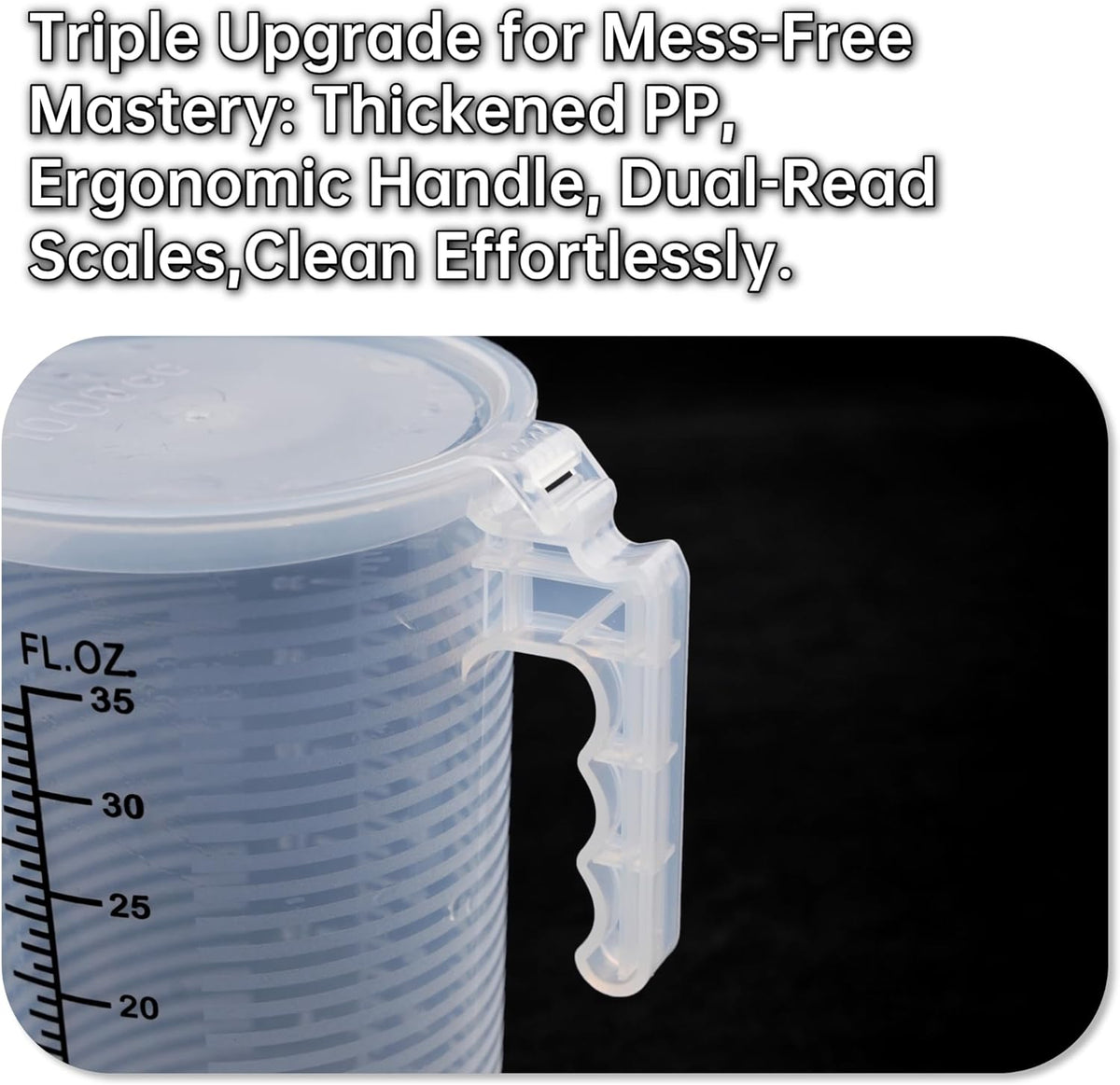 Measuring cups 35oz (1000 mL), Plastic, Multipurpose - Great for Chemicals, Oil, Pool and Gardening - Ounce (oz) and Milliliter (mL)