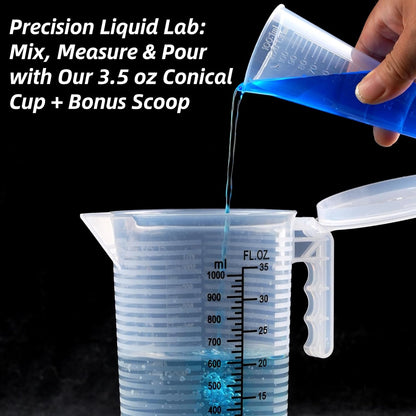 Measuring cups 35oz (1000 mL), Plastic, Multipurpose - Great for Chemicals, Oil, Pool and Gardening - Ounce (oz) and Milliliter (mL)