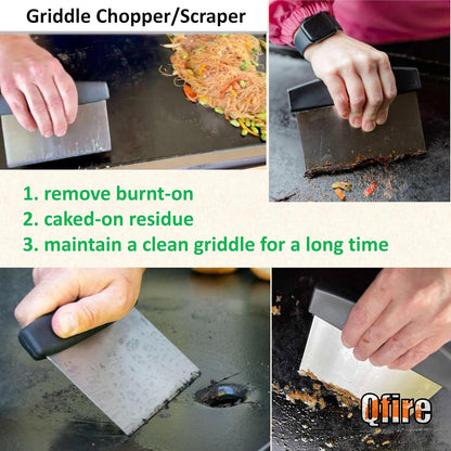 Replacement Griddle Scraper for Blackstone Scraper/Camp Chef/Member's Mark, Heavy Duty Flat Top Grill Scraper for Traeger Flatrock/Cuisinart Outdoors/Razor Griddle Accessories, Stainless