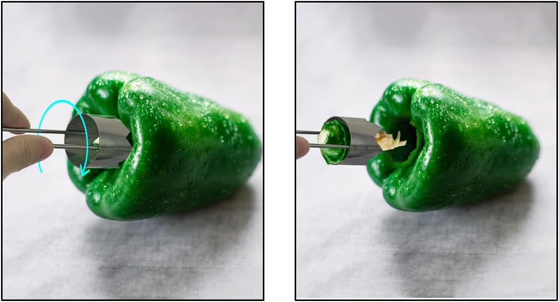 2Pcs 2 in 1 Pepper Seed Corer Remover，Apple Core Seed Remover Vegetable Corer Bell Pepper Corer Tool for Kitchen Gadget