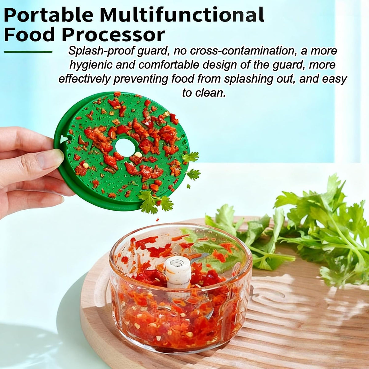 Portable Wireless Food Processor, Mini Electric Garlic Chopper for Vegetables, Nuts, Baby Food, Compact & Rechargeable Kitchen Gadget with Splash-Proof Design