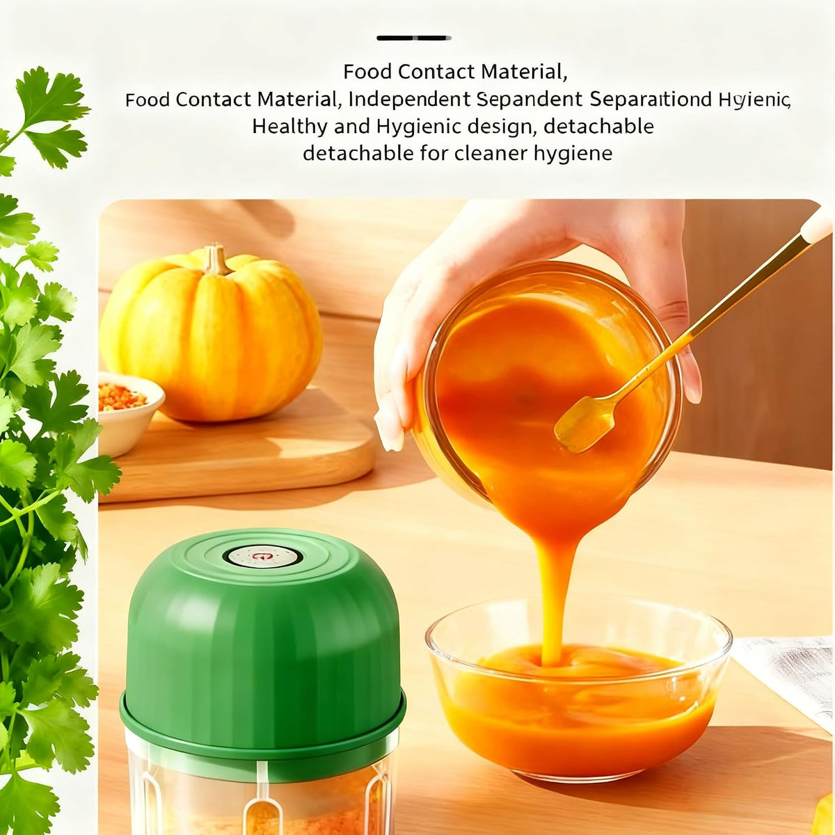 Portable Wireless Food Processor, Mini Electric Garlic Chopper for Vegetables, Nuts, Baby Food, Compact & Rechargeable Kitchen Gadget with Splash-Proof Design