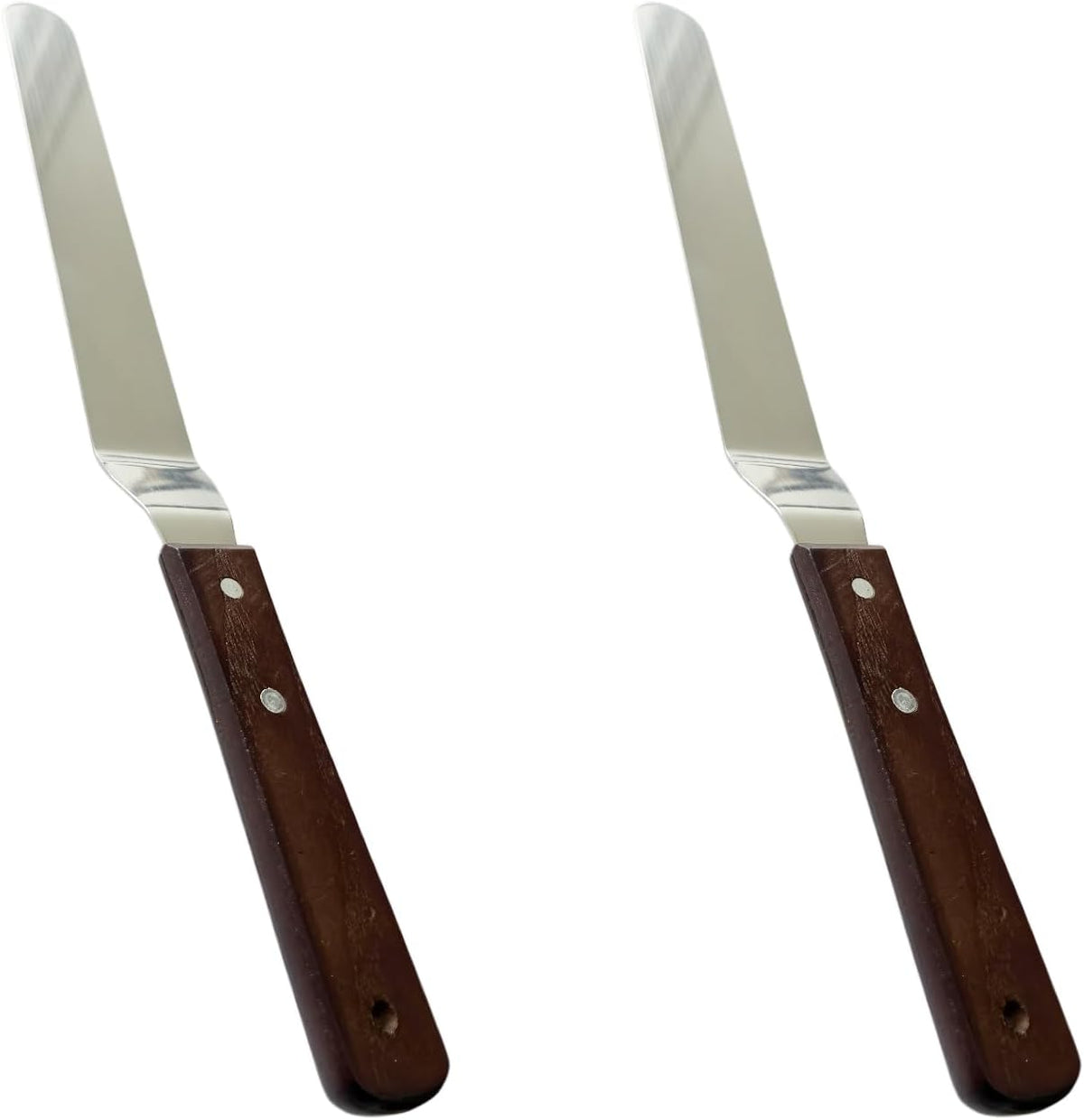 Offset Spatula Set of 2, 4-Inch Flexible Stainless Steel Blade Icing Spatulas with Comfortable Wood Handle, Angled Spreader for Cake Decorating, Baking, and Pastry Frosting