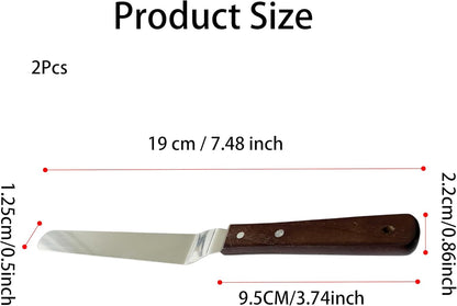 Offset Spatula Set of 2, 4-Inch Flexible Stainless Steel Blade Icing Spatulas with Comfortable Wood Handle, Angled Spreader for Cake Decorating, Baking, and Pastry Frosting