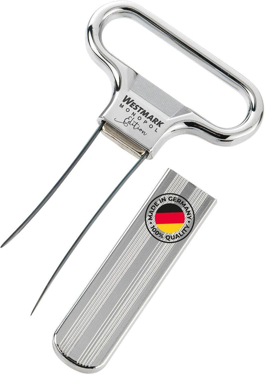 Ah-So Wine Opener – 2 Prong Wine Bottle Opener for Vintage Bottles, German Manual Cork Remover, Chrome Finish, Superfine Polished Steel