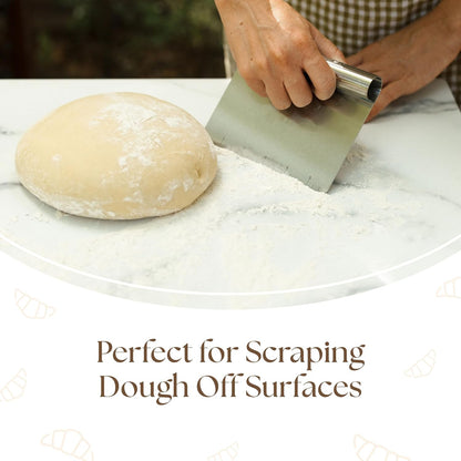 Bench Knife Dough Scraper, Metal Dough Cutter for Baker Use | Versatile Bench Scraper, Dough Cutter Tool for Baking, Bread Cutting and Kitchen Use, Durable Metal Blade for Dough Prep Task