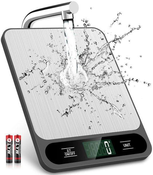 Food Scale, 10kg/22lb Digital Kitchen Scale Weight Grams and Ounces for Baking Cooking Coffee Package Postage, 6 Units with Tare Function, LCD Display, Easy Clean Stainless Steel