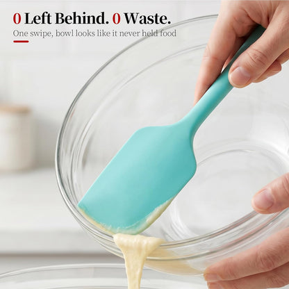600ºF Heat Resistant Silicone Spatula Spoonula Set of 4, Aqua Sky