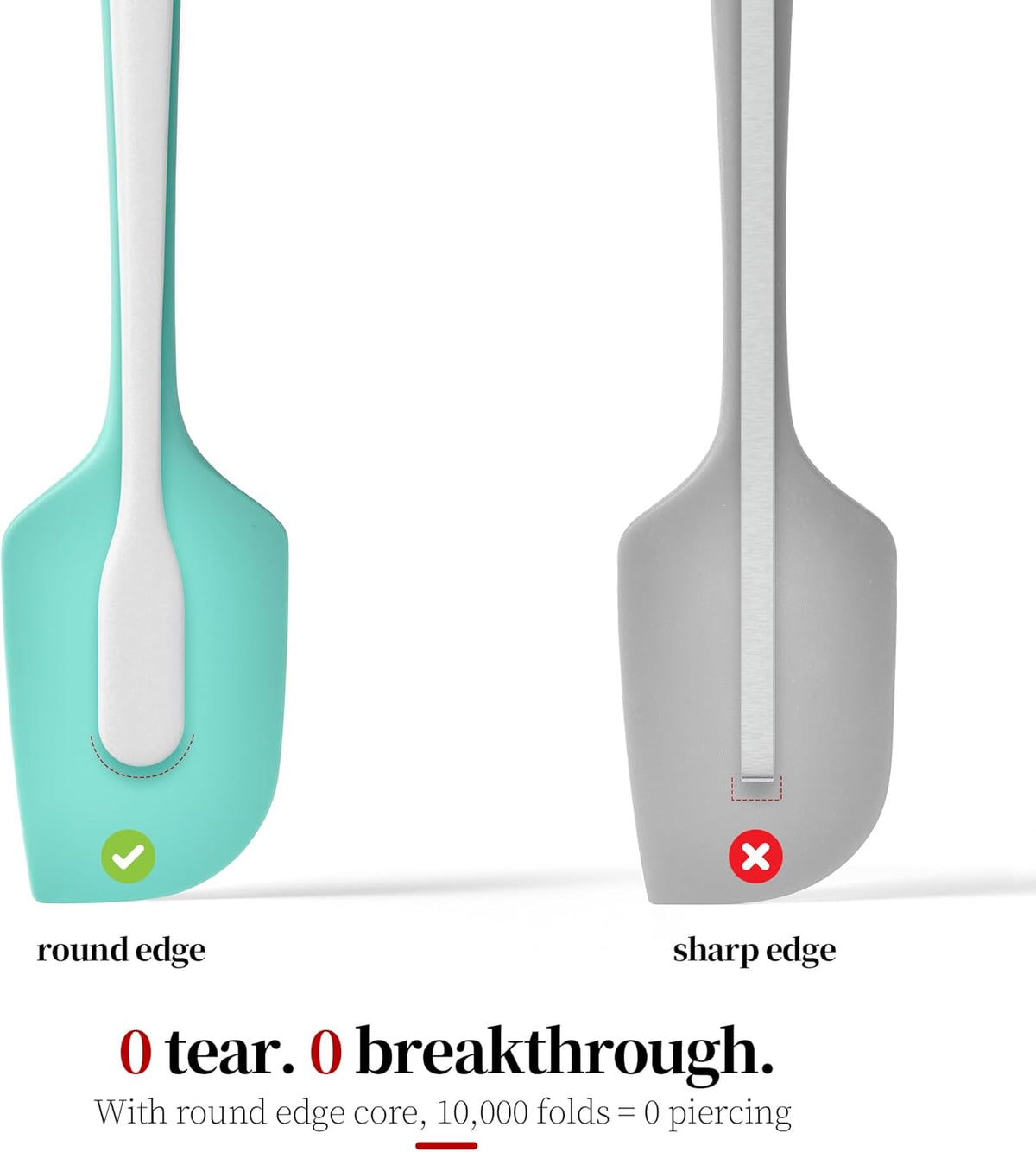 600ºF Heat Resistant Silicone Spatula Spoonula Set of 4, Aqua Sky