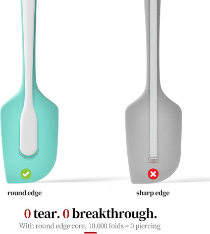 600ºF Heat Resistant Silicone Spatula Spoonula Set of 4, Aqua Sky