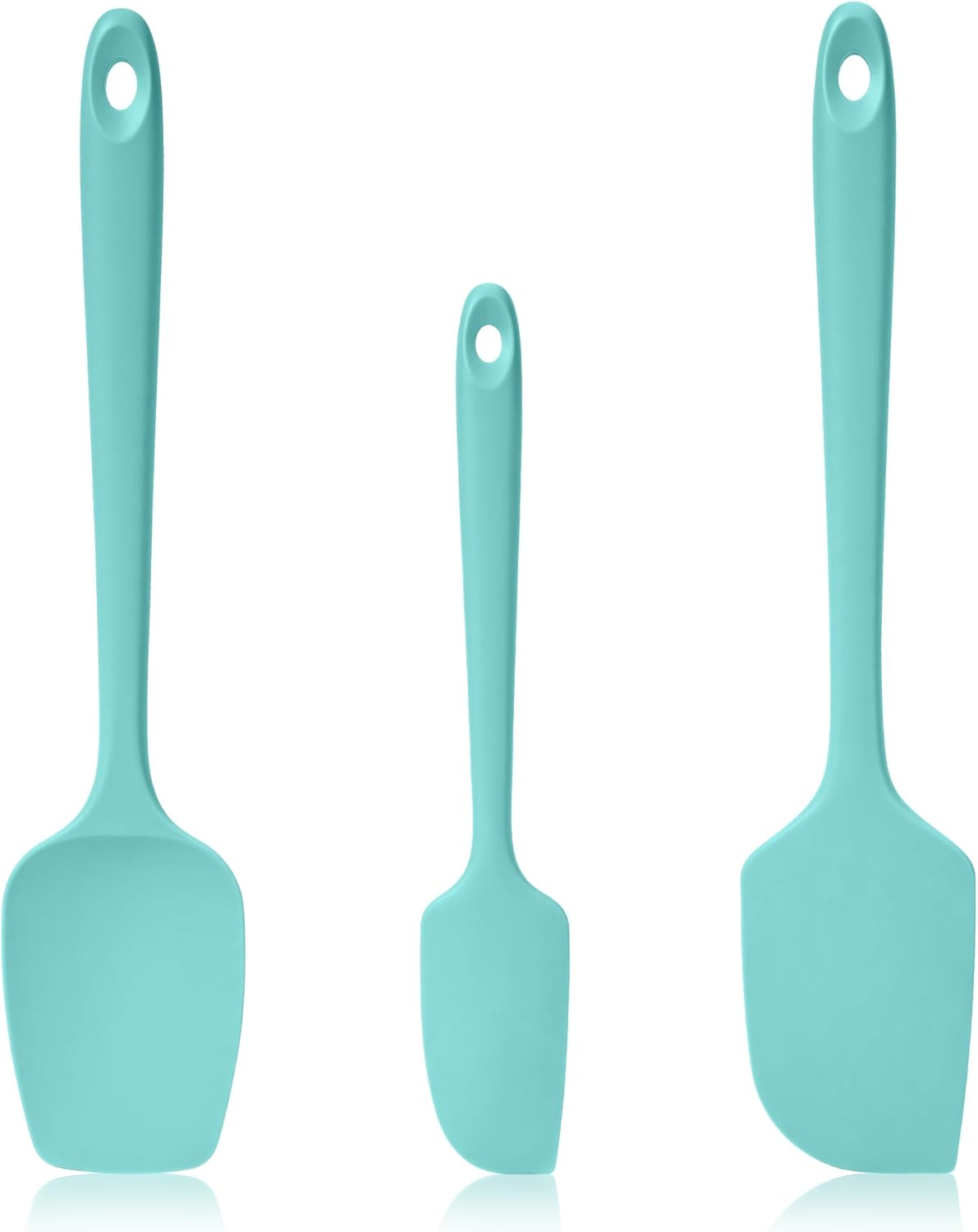 600ºF Heat Resistant Silicone Spatula Spoonula Set of 4, Aqua Sky