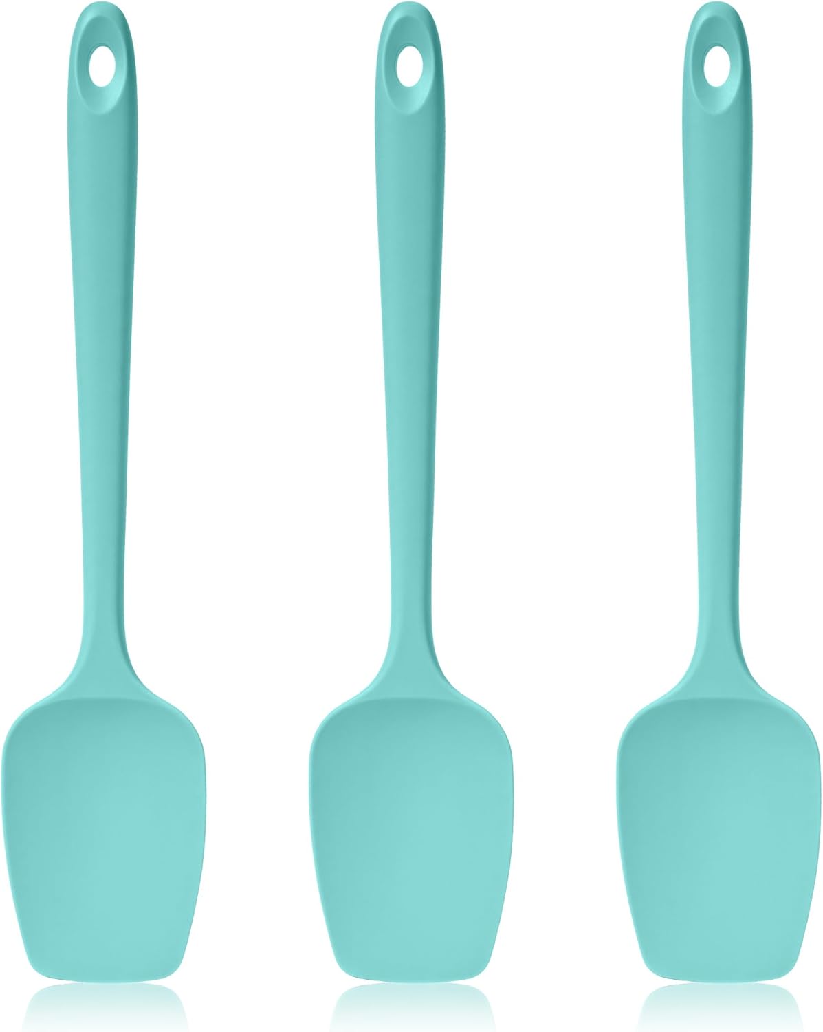 600ºF Heat Resistant Silicone Spatula Spoonula Set of 4, Aqua Sky