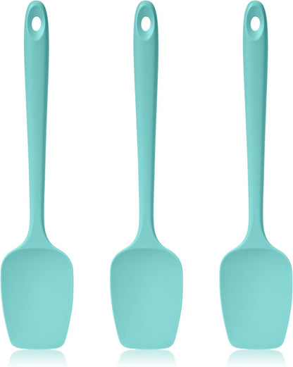 600ºF Heat Resistant Silicone Spatula Spoonula Set of 4, Aqua Sky