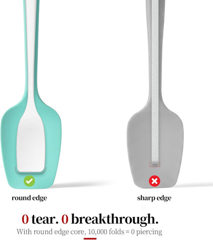 600ºF Heat Resistant Silicone Spatula Spoonula Set of 4, Aqua Sky