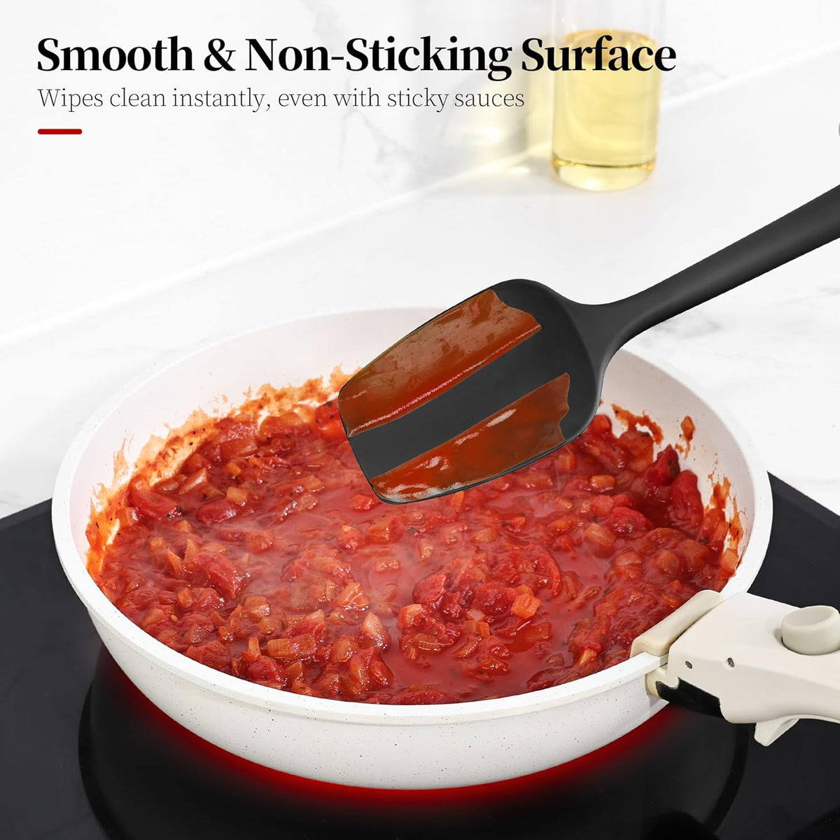 600ºF Heat Resistant Silicone Spatula Spoonula Set of 4, Aqua Sky