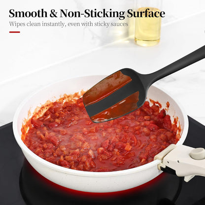 600ºF Heat Resistant Silicone Spatula Spoonula Set of 4, Aqua Sky