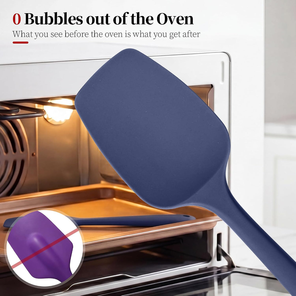 600ºF Heat Resistant Silicone Spatula Spoonula Set of 4, Aqua Sky