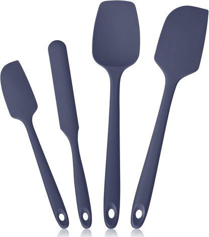 600ºF Heat Resistant Silicone Spatula Spoonula Set of 4, Aqua Sky
