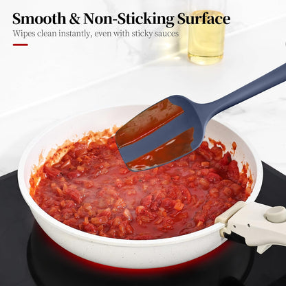 600ºF Heat Resistant Silicone Spatula Spoonula Set of 4, Aqua Sky