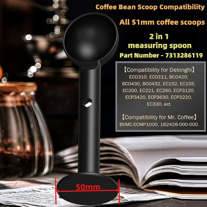 2-In-1 Espresso Coffee Bean Spoon - Replacement for delonghi and Mr Coffee espresso tamper.Tamping Scoop Tamper Tea Tool For Coffee Bean Spoon Coffee Measuring