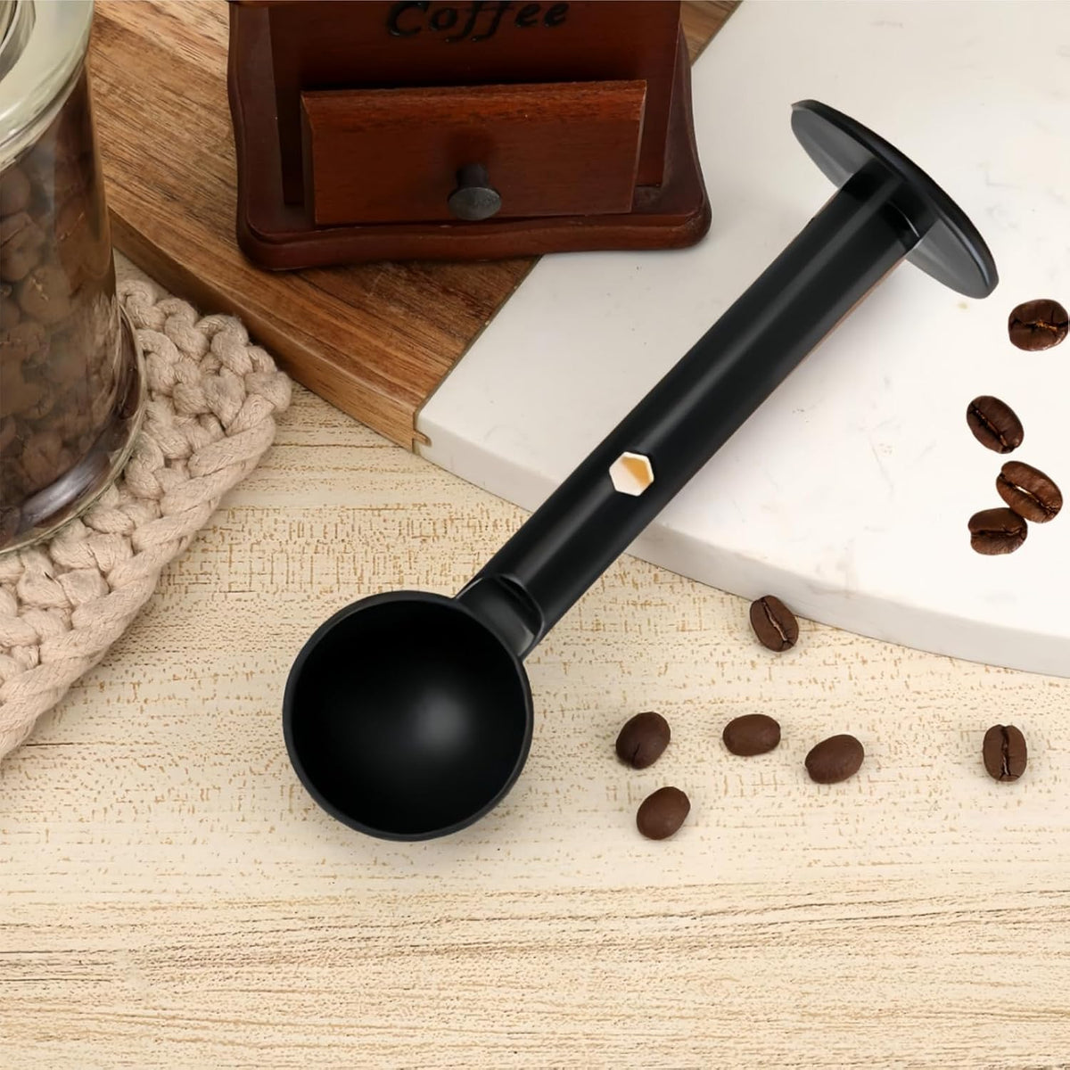 2-In-1 Espresso Coffee Bean Spoon - Replacement for delonghi and Mr Coffee espresso tamper.Tamping Scoop Tamper Tea Tool For Coffee Bean Spoon Coffee Measuring
