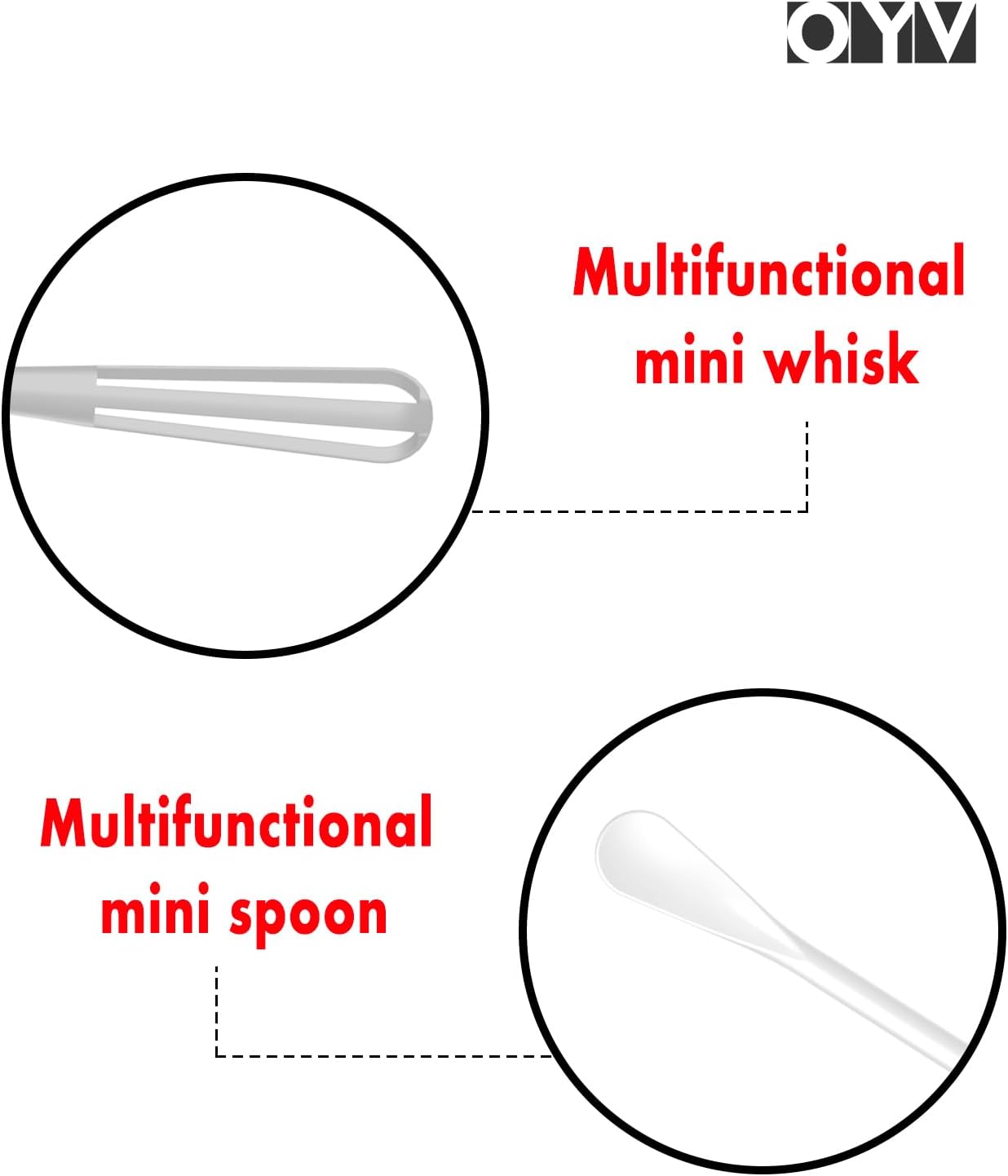 Scandinavian Modern Colors 2-In-1 Mini Whisk and Spoon, Set of 3 | Flexible And Lightweight, Comfortable Long Handle, Easy To Store, BPA-Free, For Eggs, Sauces, Coffee And Hot Chocolate