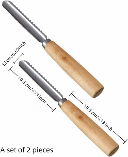 2-Pack Vegetable Corer Tool - 8" Stainless Steel Fruit & Veggie Corer for Zucchini, Apples, Eggplant - Hollow Out for Stuffing with Wood Handle - Kitchen Coring Tool