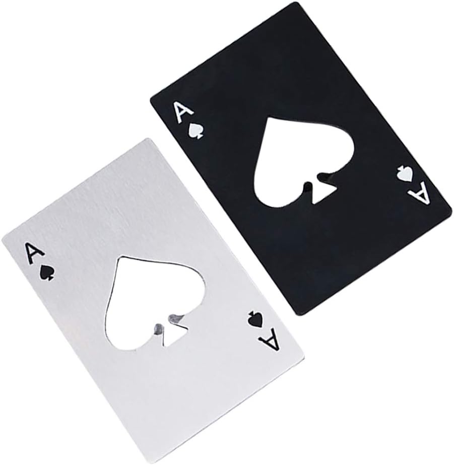 Ace Of Spades Bottle Opener Credit Card Size Pocker Cap Opener Portable Stainless Steel Can Opener (Black & Silver)