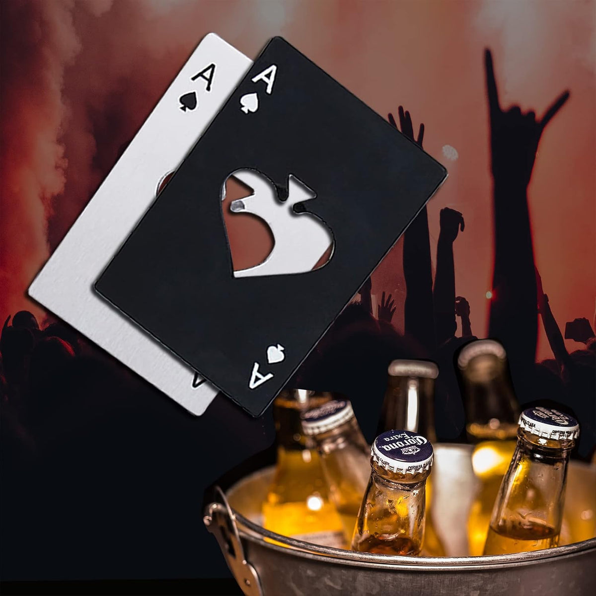 Ace Of Spades Bottle Opener Credit Card Size Pocker Cap Opener Portable Stainless Steel Can Opener (Black & Silver)