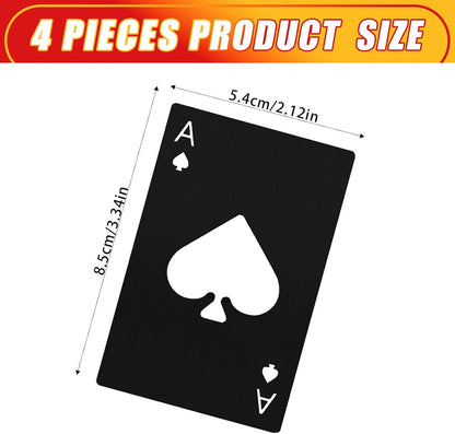 Ace Of Spades Bottle Opener Credit Card Size Pocker Cap Opener Portable Stainless Steel Can Opener (Black & Silver)