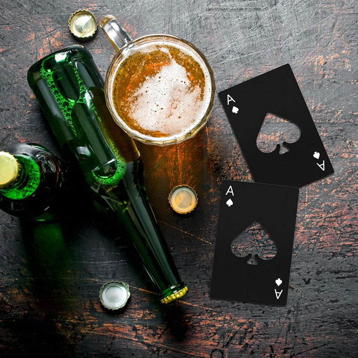 Ace Of Spades Bottle Opener Credit Card Size Pocker Cap Opener Portable Stainless Steel Can Opener (Black & Silver)