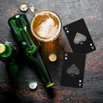 Ace Of Spades Bottle Opener Credit Card Size Pocker Cap Opener Portable Stainless Steel Can Opener (Black & Silver)