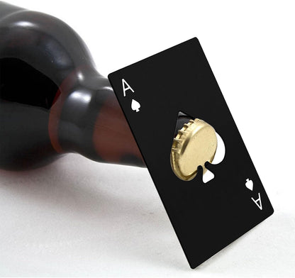 Ace Of Spades Bottle Opener Credit Card Size Pocker Cap Opener Portable Stainless Steel Can Opener (Black & Silver)