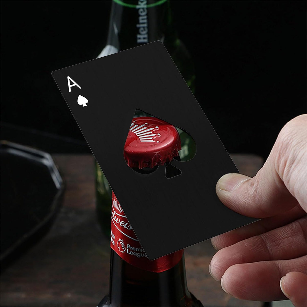 Ace Of Spades Bottle Opener Credit Card Size Pocker Cap Opener Portable Stainless Steel Can Opener (Black & Silver)
