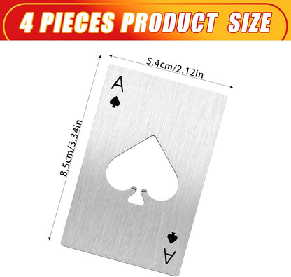 Ace Of Spades Bottle Opener Credit Card Size Pocker Cap Opener Portable Stainless Steel Can Opener (Black & Silver)