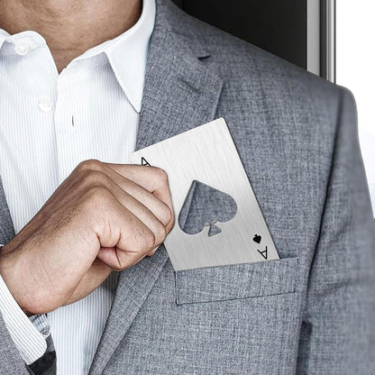 Ace Of Spades Bottle Opener Credit Card Size Pocker Cap Opener Portable Stainless Steel Can Opener (Black & Silver)