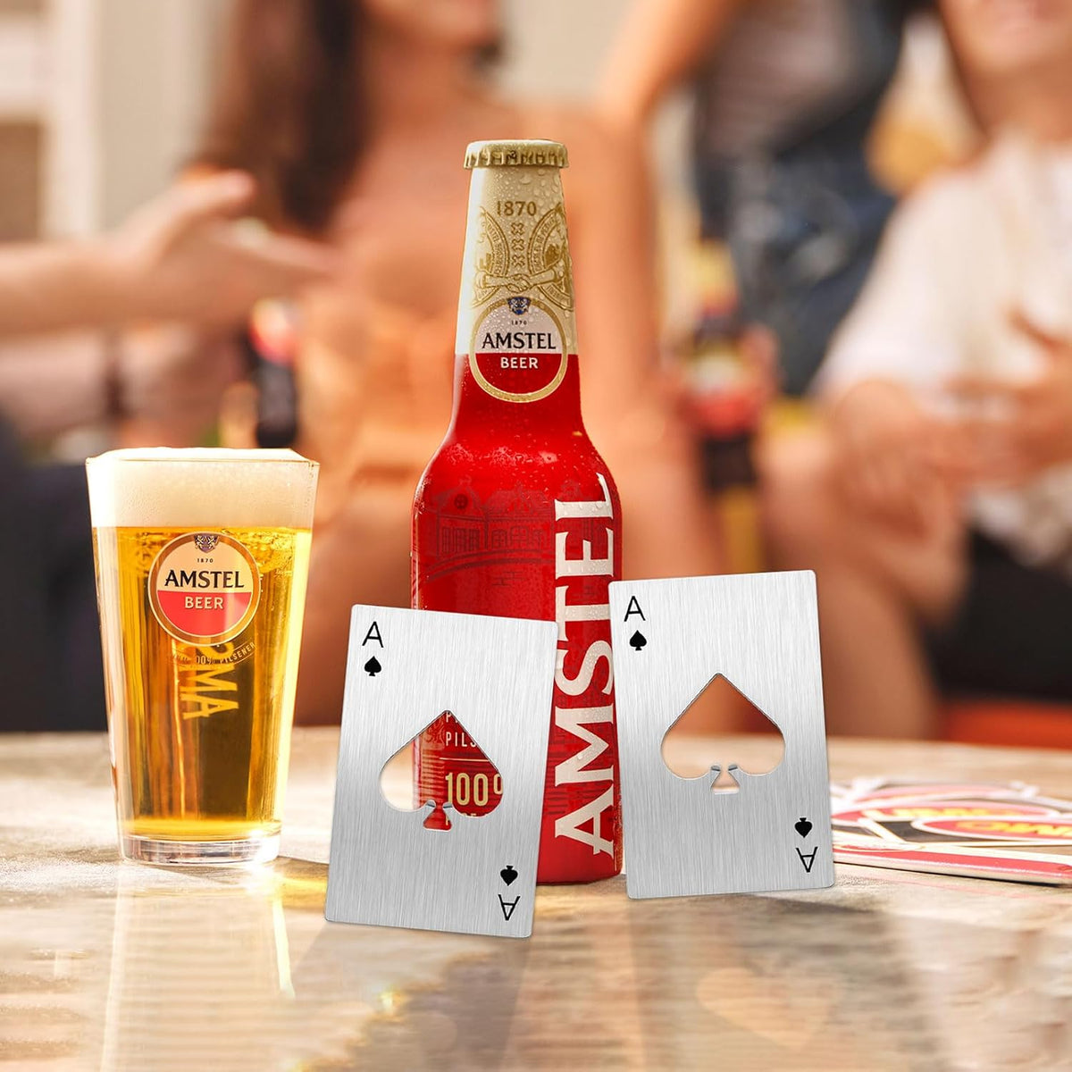 Ace Of Spades Bottle Opener Credit Card Size Pocker Cap Opener Portable Stainless Steel Can Opener (Black & Silver)