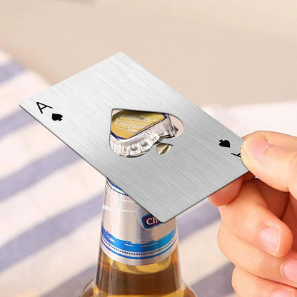Ace Of Spades Bottle Opener Credit Card Size Pocker Cap Opener Portable Stainless Steel Can Opener (Black & Silver)