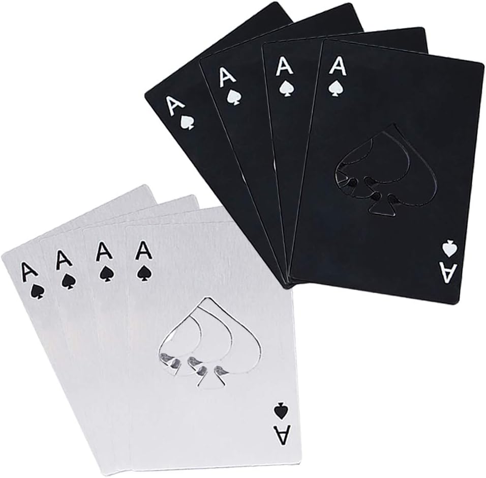 Ace Of Spades Bottle Opener Credit Card Size Pocker Cap Opener Portable Stainless Steel Can Opener (Black & Silver)