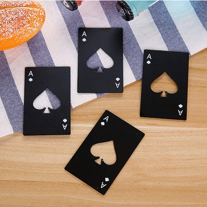 Ace Of Spades Bottle Opener Credit Card Size Pocker Cap Opener Portable Stainless Steel Can Opener (Black & Silver)