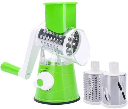 Rotary Cheese Grater, Kitchen Mandoline Vegetable Slicer with 3 Interchangeable Blades, Easy to Clean Grater for Fruit, Vegetables, Nuts